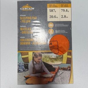 Cascade Mountain Tech Orange Inflatable Sleeping Pad with Pillow